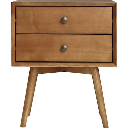 Walker Edison Furniture Walker Edison Furniture BR25MC2DCA Mid-Century 2 Drawer Solid Wood Night Stand; Caramel BR25MC2DCA